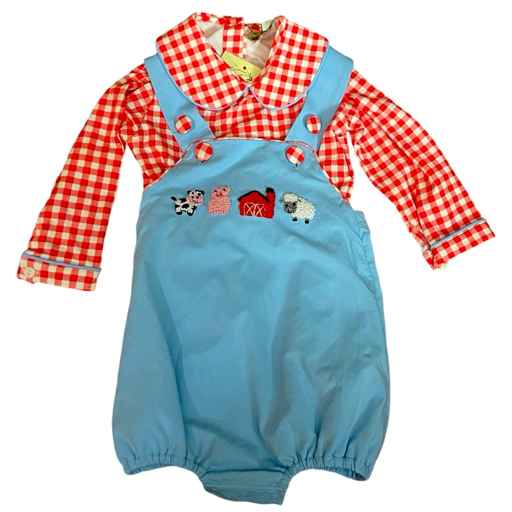 Classic Farm Animal Blue & Red Kids Matching Set